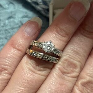 White Gold Diamond Bridal Ring Set - White